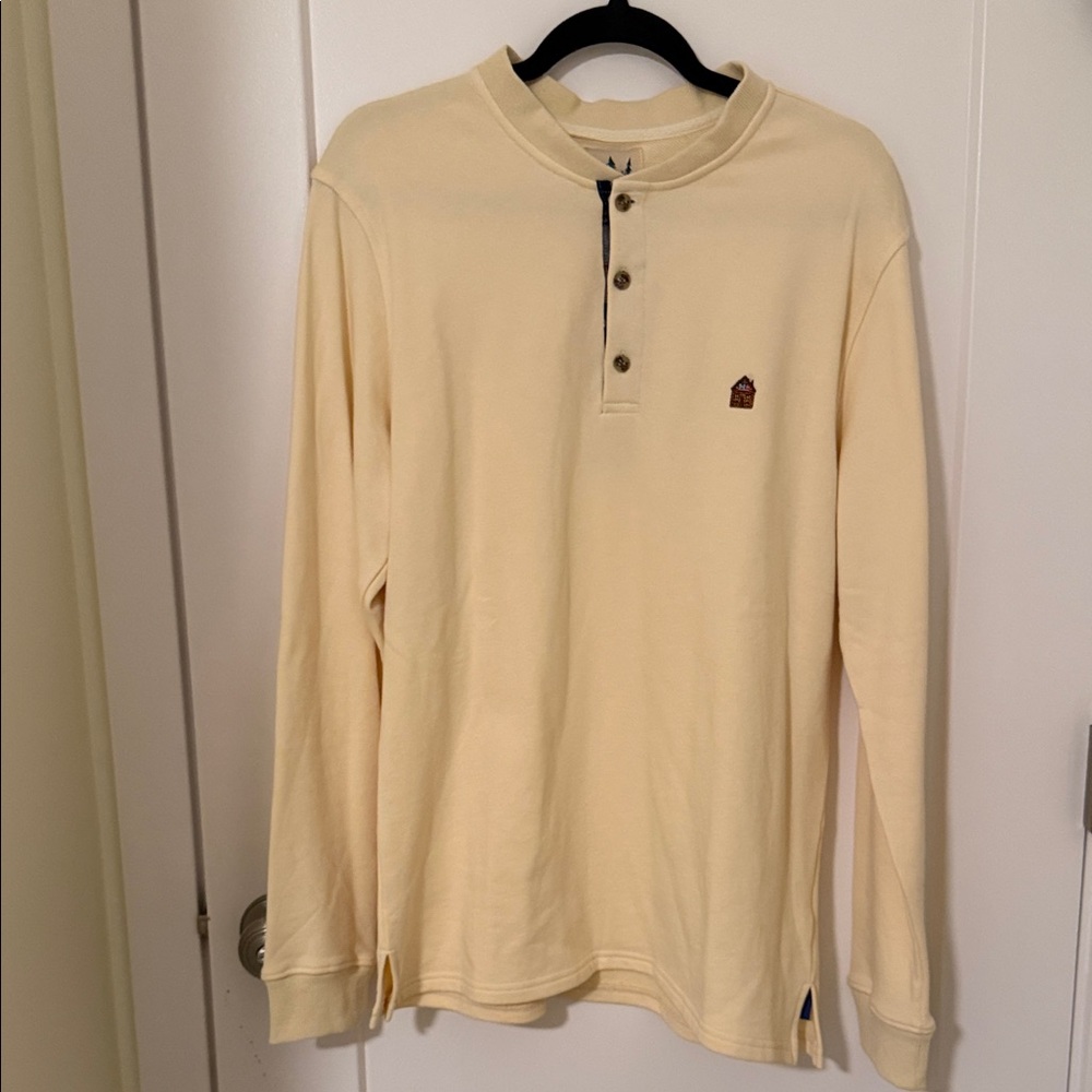 Kiel James Patrick Cream Long Sleeve Henley Shirt